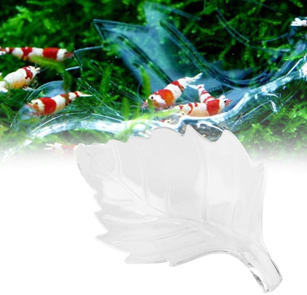 Acrylic Aquarium Shrimp Feeding Dish Leaf Shaped Bowl Fish Tank Transparent Food Container Feeder Tray Smaller Reptile Worms Pets Feeder Dish(M)