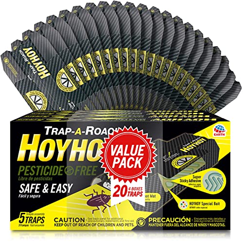 HOY HOY Trap A Roach - 20 Traps [4 Pack] Baited Glue