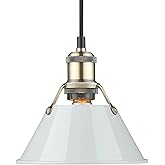 Golden Lighting Yep Orwell 1-Light 8in Pendant in Aged Brass and Dusky Blue Shade