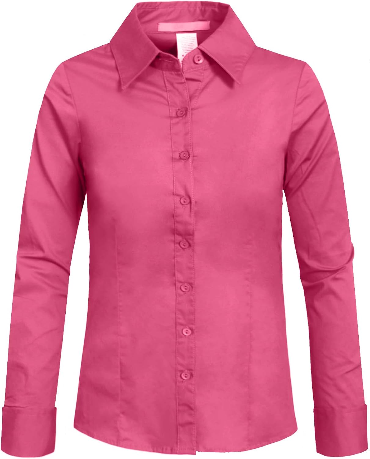 J. LOVNY Girl's Basic Casual Long Sleeve Roll Up Button Down Blouse Shirts: Clothing