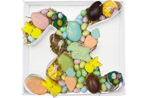 KAFUCIZE 12.5inch Fillable Paper Mache Easter Bunny Cardboard Cutouts Charcuterie Board Food Sweet Cupcake Tray Party Decorative Box (Bunny, White)