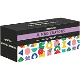 Amazon Basics Jumbo Crayons for Toddlers, 12 Count, Multicolor