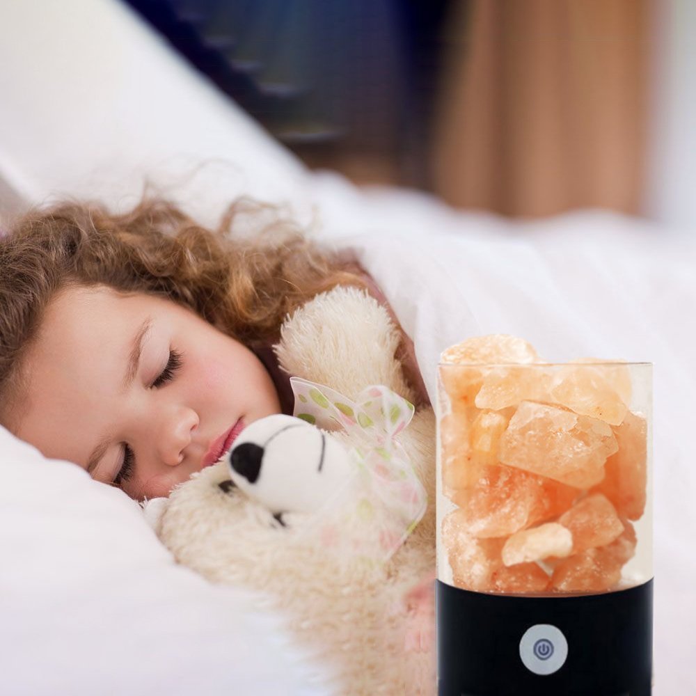 Denshine Himalayan Salt Lamp Salt Lamp with Dimmer Switch 7 Colorful Night Light Air Purifying Ionic Natural Salt Crystal Lamp Night Light for Kids (Black)
