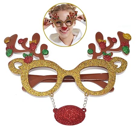 Zoylink Weihnachtsbrille Rahmen Keine Linsen Glitter Brillen Rahmen