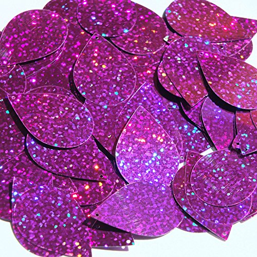 Purple Glitter Sparkle Sequin Teardrop 1.5