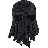Azarxis Beard Beanie Hat Knit Funny Pirate Hat Winter Octopus Hat Windproof Warm Squid Mask for Men Women Hallowee