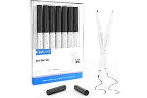 REALIKE Dual Tip Pens Compatible with Cricut Maker 3/Maker 4/Maker/Explore 3/4/Air 2/Air, Black Pens Set of 7 Pack Dual Tip Marker Fine Point Pen Writing Drawing (0.4 Tip & 1.0 Tip)