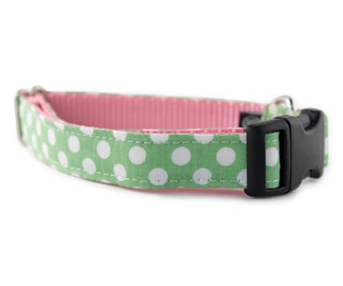 Green Polka Dot Dog Collar 