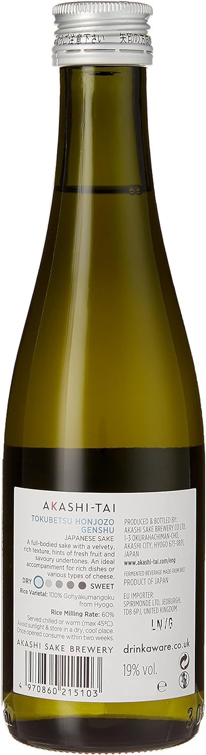 Akashi Tai Sake Brewery Honjozo Genshu Tokubetsu 19% Vol, 720ml 2