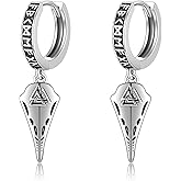 AXOMY Raven/Viking/Satanic/Voodoo Doll/Bat/Skull/Anatomical Heart/Black Rose 925 Sterling Silver Gothic Earrings Goth Jewelry for Women Mom Halloween