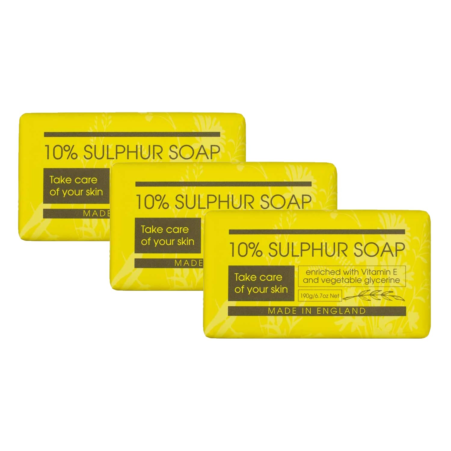 Set Of 3 Personal Care 190g Cleansing Soap Bars - 10% Sulphur