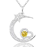 ELDA & CO. Birthday Gifts for Mom May Birthstones Necklace Emerald Jewelry I Love You to the Moon and Back Moon Shooting Star Jewelry Women Mother Sterling Silver