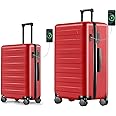 NINETYGO Luggage Sets with USB Charging Port, Hardside 2 Piece Travel Set Suitcase with Wheels, TSA Lock (20 and 29 Inch, Samba Red, Rhine Pro Plus)