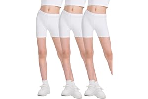 HASMES 3 Pack Girls Bike Shorts Kids Cartwheel Biker Cotton Under Dress Shorts for Dance Running