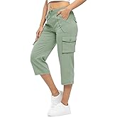 Rdruko Women's Cargo Capris Pants Lightweight Quick Dry Hiking Summer Casual Travel Pants with Pockets