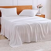 GOKOTTA 4 Pcs Full Size Bed Sheets, 10"-15" Deep Pocket Full Sheets with Elastic Corner Straps, Brushed Microfiber Polyester - Ultra Soft, Hotel Luxury, Wrinkle Free, Breathable, Anti-Rip - White