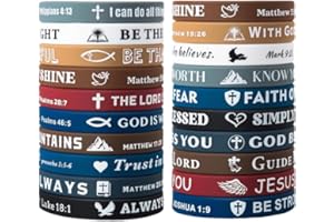 QRH 20PCS Bible Verse Silicone Bracelets Bible Verse Rubber Bracelets Religious Christian Scripture Wristbands Christian Quote Rubber Bracelets Christian Party Favor
