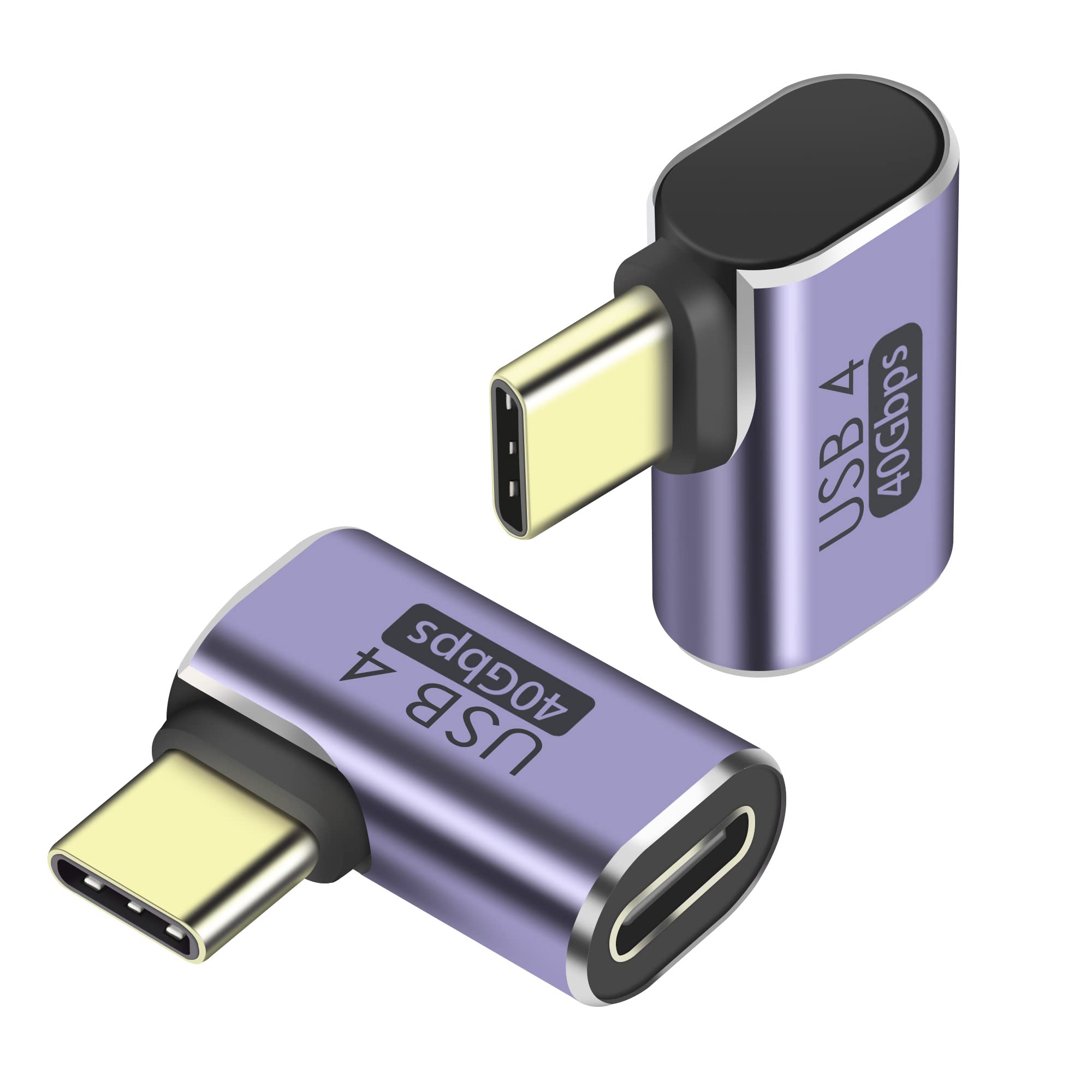 QIANRENON USB C 90° Angle Adapter USB4.0 Type C Female to Male Right Angle Coupler Connector 40Gbps Data Transfer Charging Type C OTG for Laptop Tablet Phone,2 Pack