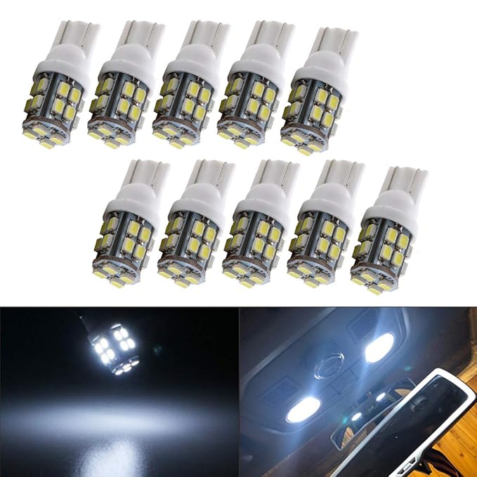 VIGORFLYRUN PARTS LTD 10pcs Auto LED Signallampe 20 SMD T10 1206 LED-Innen Leselicht Bright Weiß Lampen Leuchtmittel 12V