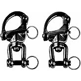 NRC&XRC Pair of Jaw Swivel Snap Shackle 316 Stainless Steel for Sailboat Spinnaker Halyard &Diving-Black