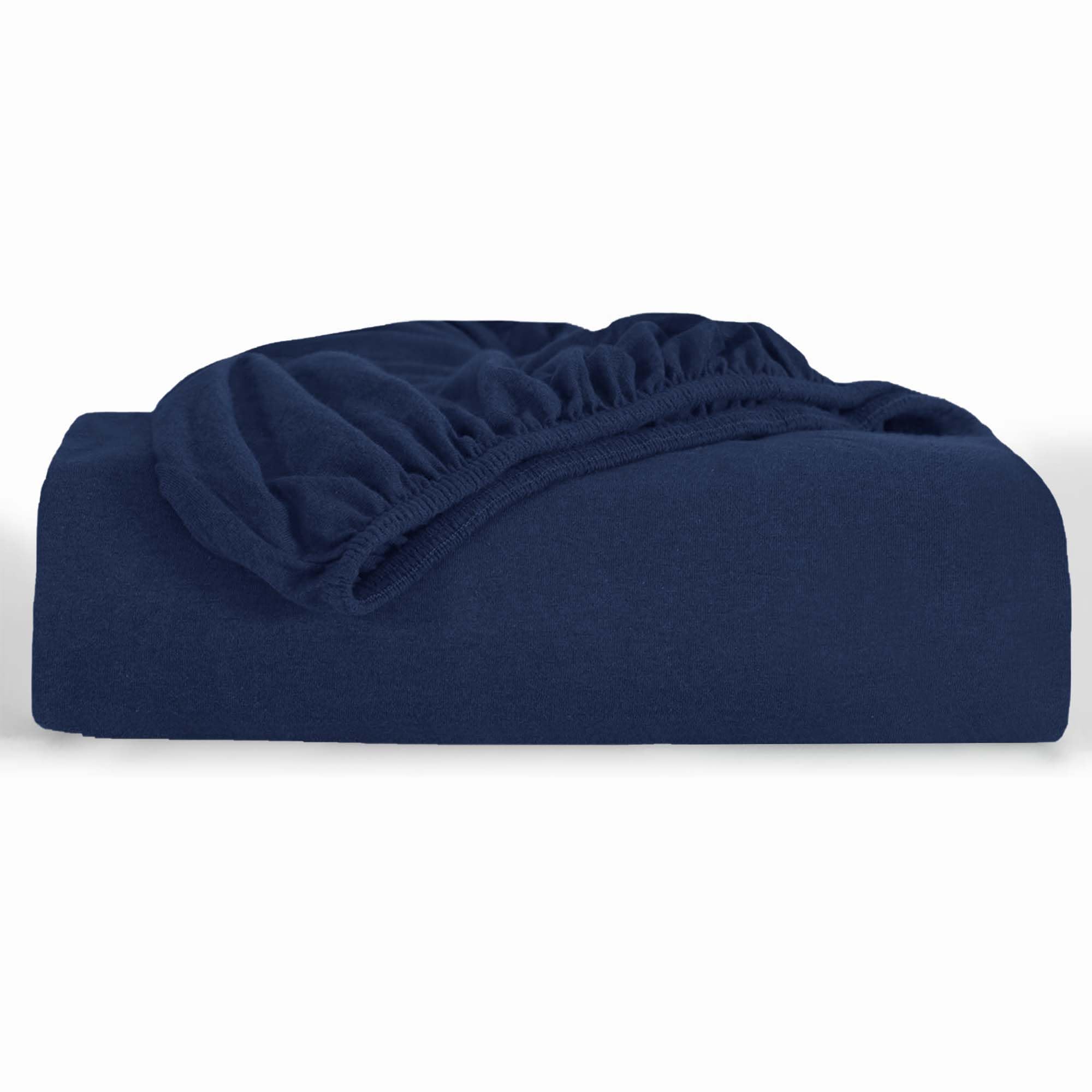 Oxford Homeware King Size Fitted Sheets – 25 Cm Deep Pocket Jersey Fitted Sheet Navy, 100% Organic Cotton Soft Breathable Easy Care Bed Sheets – Shrinkage and Fade Resistance (152x200)