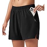 Willit Women's 5'' Hiking Running Shorts with Zipper Pockets Quick Dry UPF 50+ Athletic Workout Shorts Split Leg Lightweight