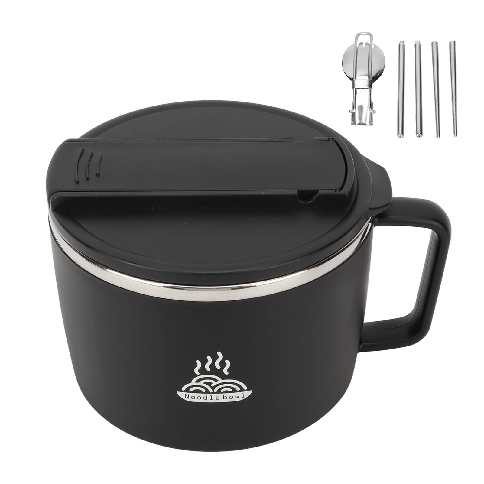 1200ml Portable Ramen Bowl 304 Stainless Steel Noodle Bowl with Lid, instant nudeln buldak Heat Insulation Noodle Bowl Set, buldak with Lid, Heat Insulation Noodle Bowl Set with Chopsticks and Spork f