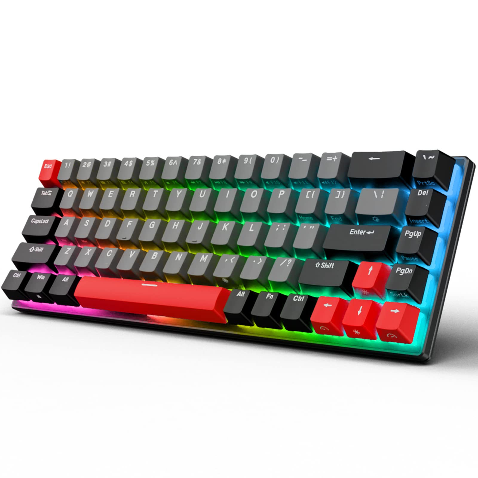 RK ROYAL KLUDGE RK G68 65% Wireless Mechanical Keyboard, Bluetooth5.1/2.4G/Wired Hot Swappable Mechanical Keyboard with RGB 68 Keys 3 USB Ports PBT Keycaps, Brown Switch for Mac Windows, Dolch