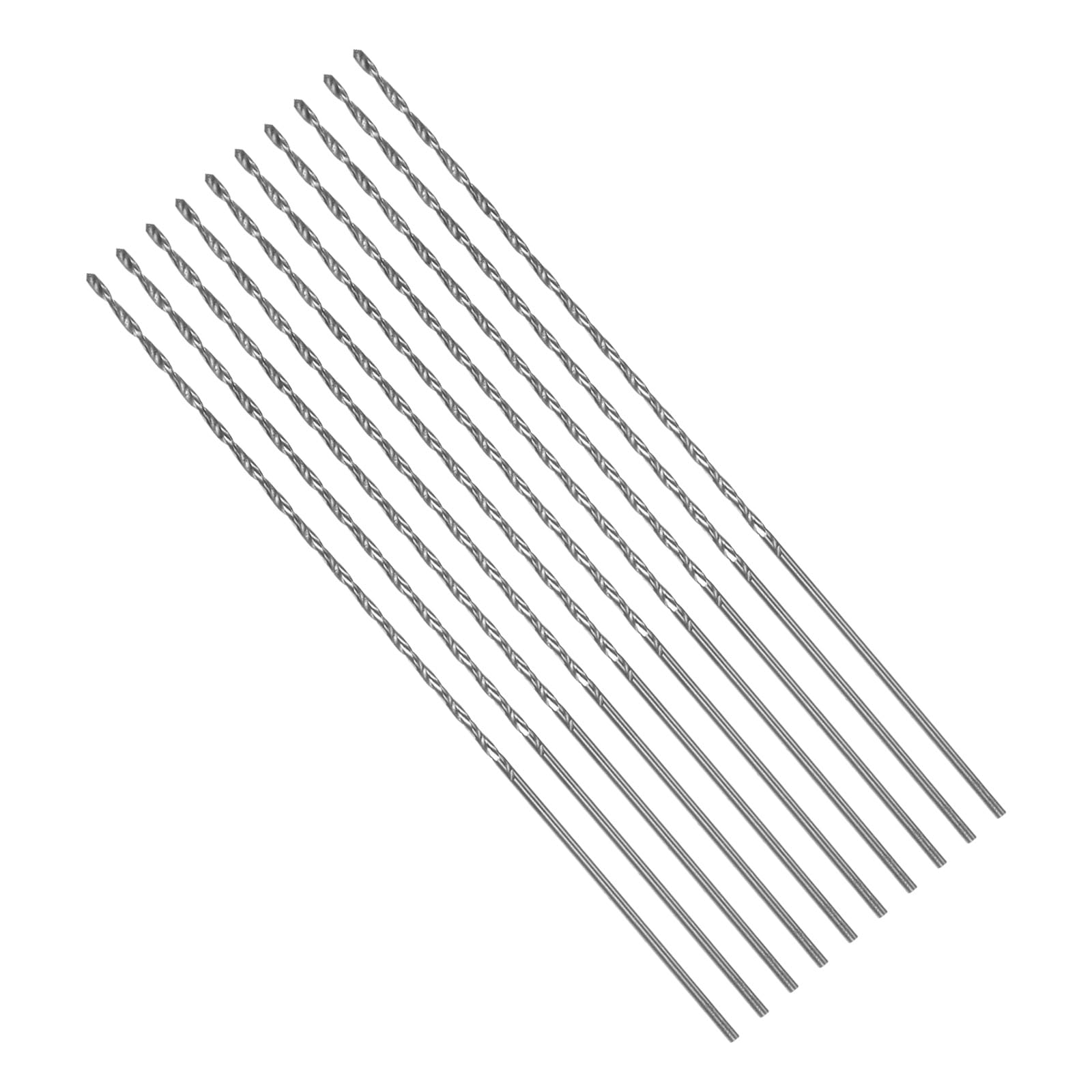 CoCud Long Twist Drill Bits, 1.2mm Cutting Diameter 0.05" Shank 2.36" Blade Length, High-Speed Steel Jobber Bit Set (Applications: for Metal Wood Plastic), 10-Pieces