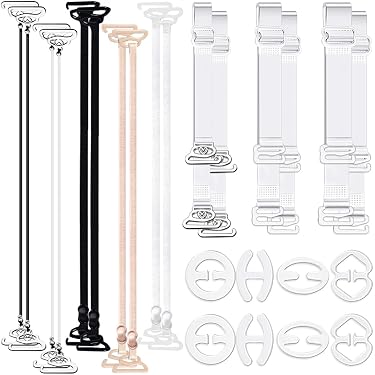 Lot De 10 Paires Bretelles Soutien-Gorge Amovibles 7 Mm – Réglables, Élastiques Avec Cœurs Pailletés, Couleurs Aléatoires