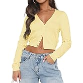 Ezbelle Women's Long Sleeve Open Front Cropped Lightweight Cardigan Sweater Button Down Shirt 2026 Fall Tops