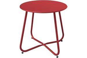 Grand patio Outdoor Side Table 18-inch Round End Table Accent Table for Bistro Balcony Apartment Red