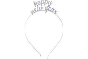 BinaryABC Happy New Year Headband Tiara, Rhinestone New Year Eve Party Supplies Favors (Silver)
