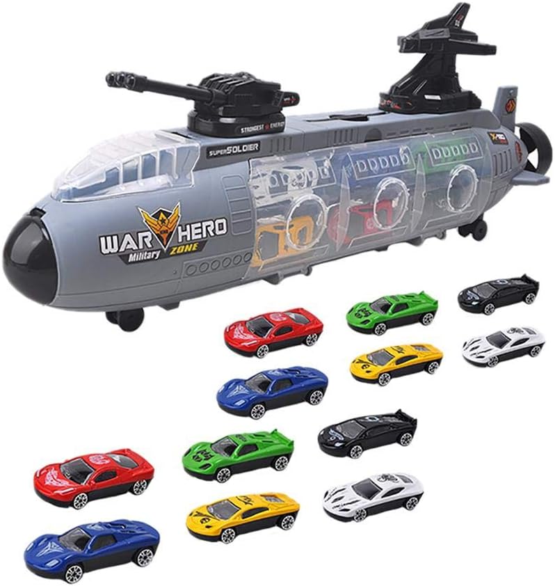 Qifumaer Submarine model with 6 in 1 Mini Military Vehicle Alloy Models Army Vehicle Helicopter Tank Jeep Army Cars Toy For Kids Toddlers Boys