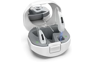 Lentorgi Rechargeable Hearing Aids for Seniors with Noise Reduction, BTE Hearing Aids for People with Mild Moderate Severe Hearing Loss, Dual Microphones, Comfortable Fit - Gray