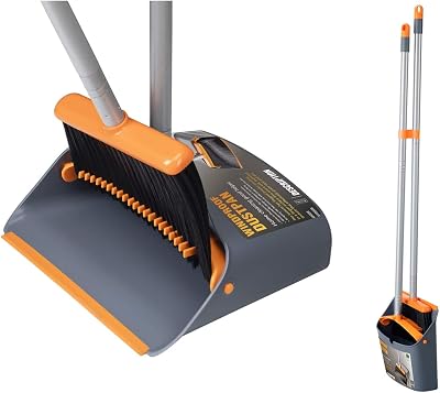 Jekayla Long Handled Dustpan and Brush Set 54 in Telescoping Handle Orange