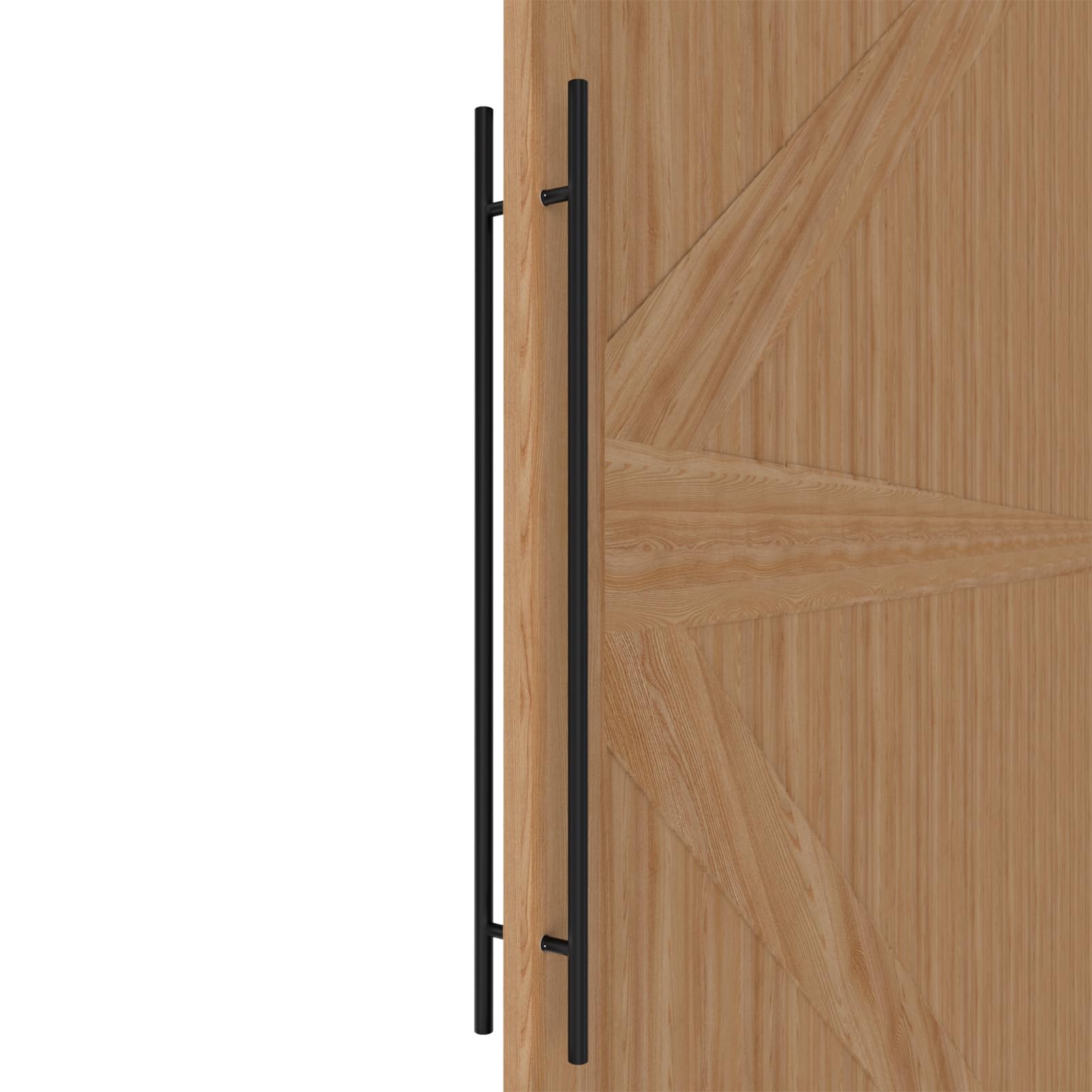 Photo 1 of (FAIR) (UNTESTED) LVYIHAN Matte Black Round Barn Door Handles 12"/24"/36"/48"/59'', Pull Push Long French Door Handle Double Sided, Large Front Exterior Shower Door Pull Handles