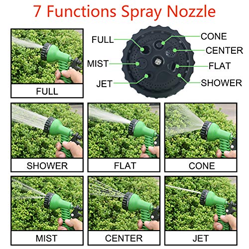 BeeTwo Garden Water Hose, 50 Feet Expandable Garden Hose Set, Double Latex Core with 3/4" Solid Connectors for Home, Garden, Car Washing & Heavy Duty (Green)