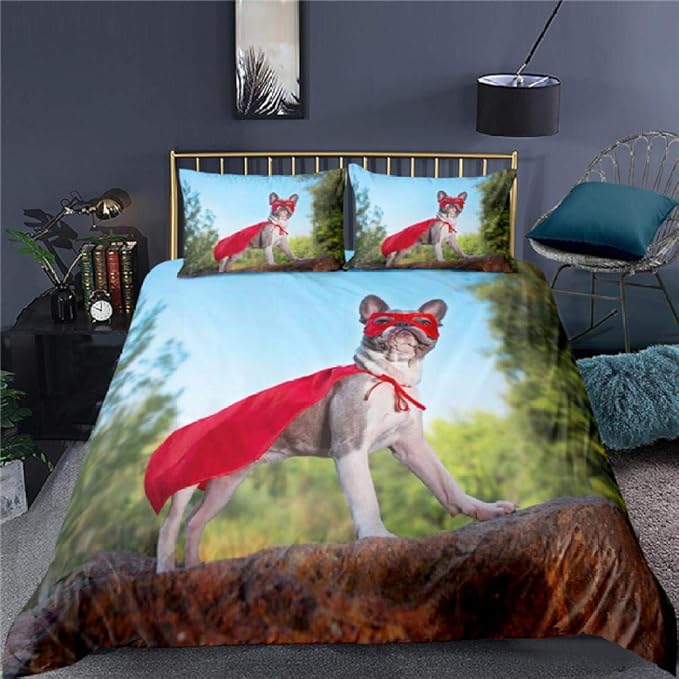 NNDHYS 3D Cute Dog Bedding Sets Funny Animal Duvet Cover With