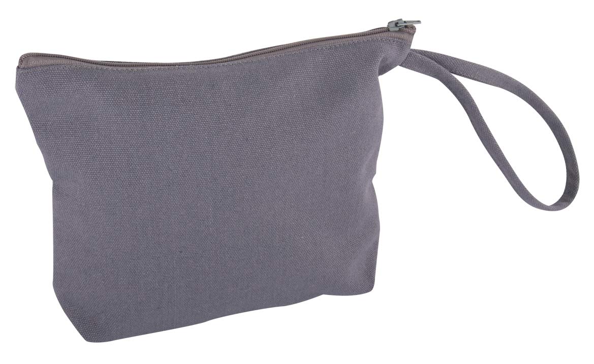 Rayher 53982564 Pouch Purse with Wrist Strap, Zip Wristlet for Textile Crafts and Screen Printing, Grey, 22x17cm