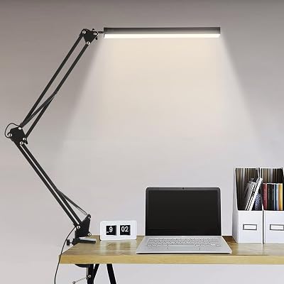 BIENSER LED Desk Lamp with Clamp Swing Arm 3 Color Modes 10 Brightness Levels