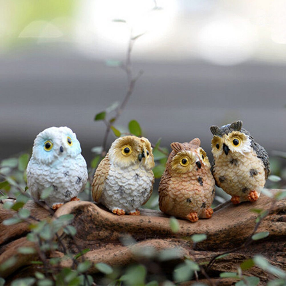 4 Fairy Garden Owl Owls Miniature Figurines Ornaments New 747710158859