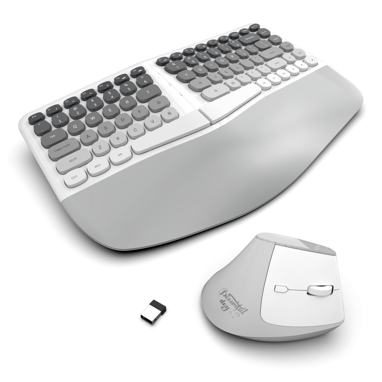 Photo 1 of Ergonomic Wireless Keyboard and Mouse Set Creamy Wireless Keyboard Silent Mice Set with Wrist Rest for Computer, Laptop, PC, Mac, Windows