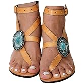 Hinyyrin Women's Gladiator Sandals,Cross Tie Flat Sandals,Beach Sandals
