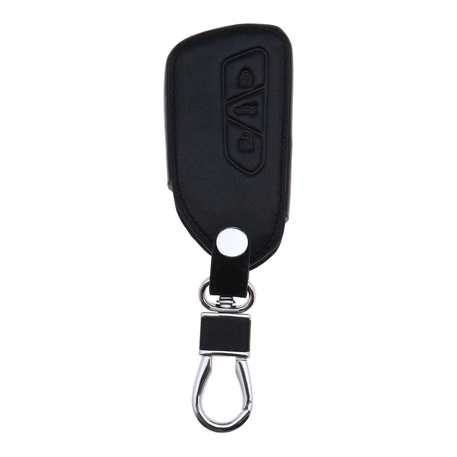 ECSiNG Car Key Cover 3 Bouttons Car Key Fob Case Shell with Key Chain Drop-proof Scratch-resistant Compatible with Golf Leon Tarraco Ateca Octavia Formentor Black