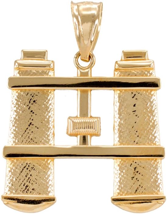Fine 10k Yellow Gold Binoculars Charm Pendant
