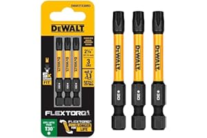 DEWALT FLEXTORQ Torx T30 Bits 3Pk, 1/4 x 2-1/4in for Impact Drivers & Drills, Hex Shank (DWAF2TX30IR3)