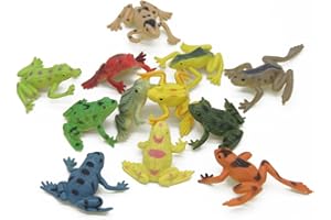 Kvvdi 12 Pcs 1.4 Inch Small Colorful Plastic Poison Dart Frogs Rainforest Animals Frog Toys
