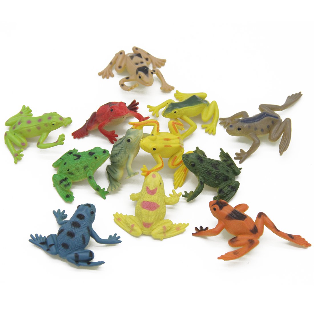 Kvvdi 12 Pcs Small Colorful Plastic Poison Dart Frogs Toy