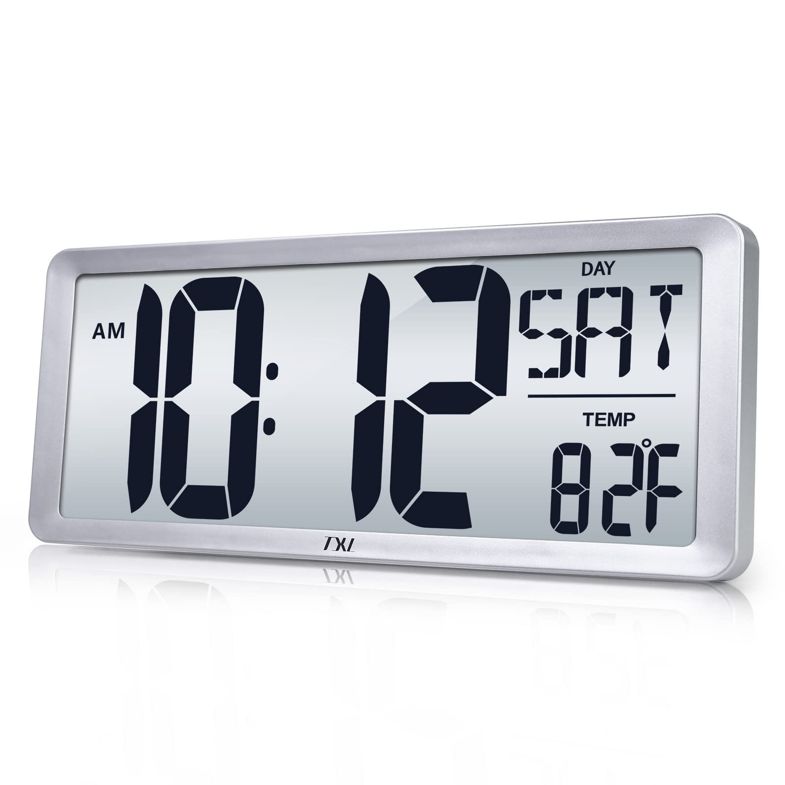 Mua TXL Large Digital Wall Clock with Backlight, 14.17" Battery Operated Alarm Clock with Day